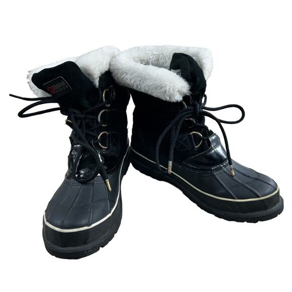 Alpine Design Black Leather Duck Boots Women’s Sz 9 Winter 7068-BLK Aspen Fur - Picture 6 of 12